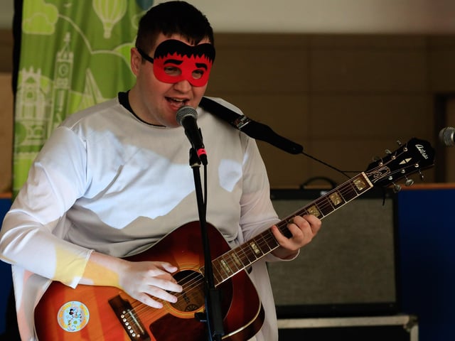 Renegade Zoo lead guitarist on stage at the FestivALL Showcase event held in Foyle Arena. (Photo - Tom Heaney, nwpresspics)