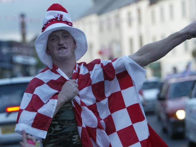 Celebrating Tyrone winning the All-Ireland Senior Football Championship against Armagh in September 2003