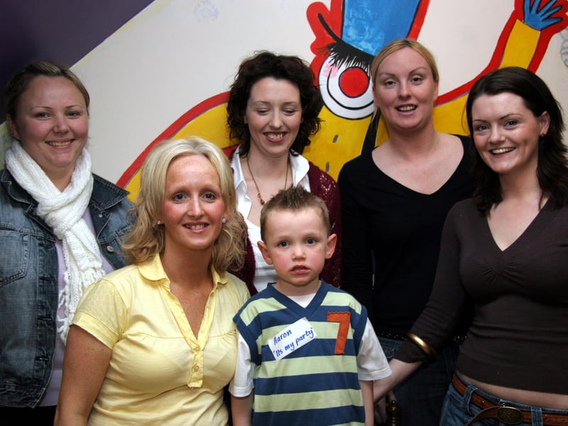 Aaron poses for a photograph with his aunts, Michelle, Aisling, Jackie,Olivia and Karen 0267JML : .