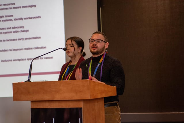 Joe Henson, Cancer Champions Manager and Jade Fleming Cancer Champions Project Officer for a joint pilot project between Macmillan Cancer Support and The Rainbow Project addressed the impact of cancer on the LGBTQIA+ community.
