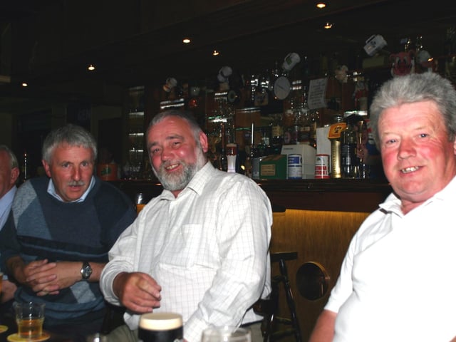 John Carmichael Paddy Devlin and James Brogan enjoying the Party in the Squealin Pig Muff 6517 dd : Jaqueline Downey's 40th birthday.
