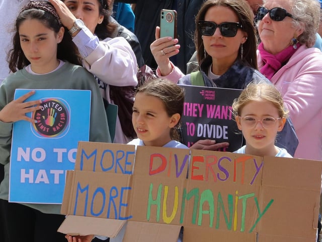 A packed Guildhall Square at the Unite Against Hate rally - Guildhall Square on Saturday. (Photo - Deirdre Heaney, nwpresspics)