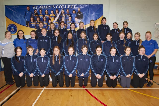 Students from St. Mary’s College who helped out with the North West Primary Schools Duathlon at the school last Wednesday morning. Included are PE teaching staff.