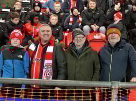 Derry City fans at the Ryan McBride Brandywell Stadium for the game against Dundalk on Friday evening last. Photo: George Sweeney. DER2310GS – 046