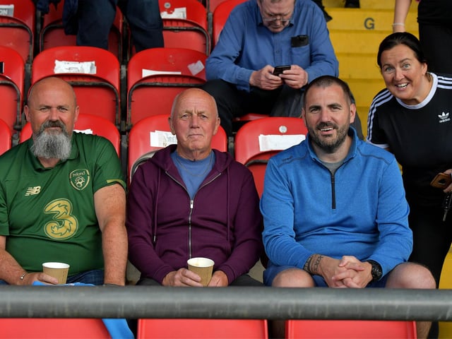 Derry City fans at the game against Sligo Rovers on Friday evening. Photo: George Sweeney. DER2327GS – 047