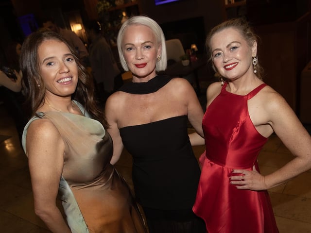 Sisters Tina Burke, Anne McMonagle and Marguerite Bale pictured at Saturday night's celebrations. : .