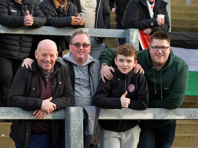 Fans in Celtic Park for the Derry v Monaghan game on Saturday. Photo: George Sweeney