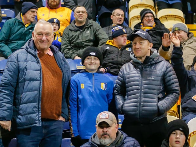 Stags fans at the One Call Stadium for the match against Colchester Utd.