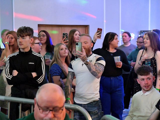 Fans at the Big Fight Night held in the Everglades Hotel on Saturday evening last. Photo: George Sweeney.  DER2312GS – 95