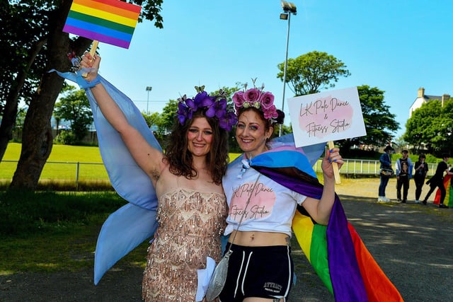 Revellers who took part in the second annual Inishowen Pride Parade, held in Buncrana on Sunday afternoon. Photo: George Sweeney. DER2322GS - 08