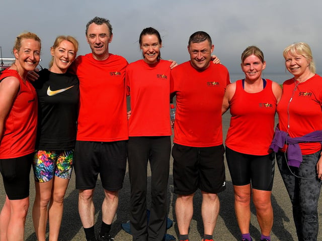 Members of Derry’s STAR Running Club who took part in the Buncrana Park run on Saturday morning, in memory of the late Ciaran Caldwell. Photo: George Sweeney. DER2319GS – 14