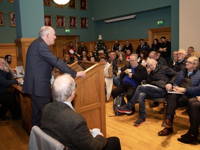 A section of the attendance at Thursday's book launch in the Guildhall, Derry.