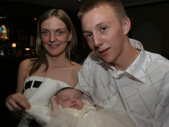 Allie-Lee Simpson's baptism with family.