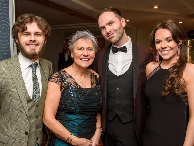 Leon Cullen, Kate Porter, Simon Quigg and Sophie Doran pictured at Londonderry Musical Society’s 60th Anniversary dinner in the White Horse Hotel. Picture Martin McKeown. 14.01.23