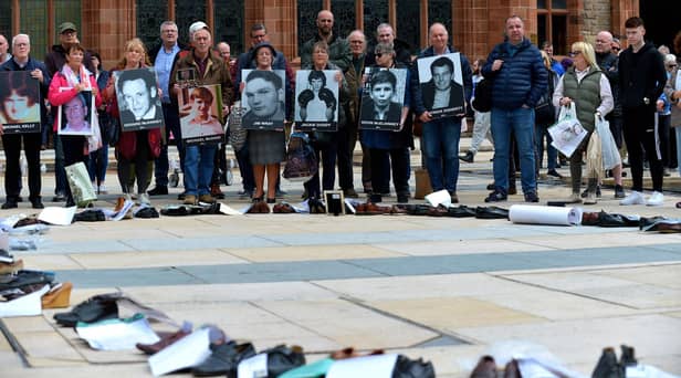 A protest against the legacy legislation in Guildhall Square.  Photo: George Sweeney.  DER222GS – 018