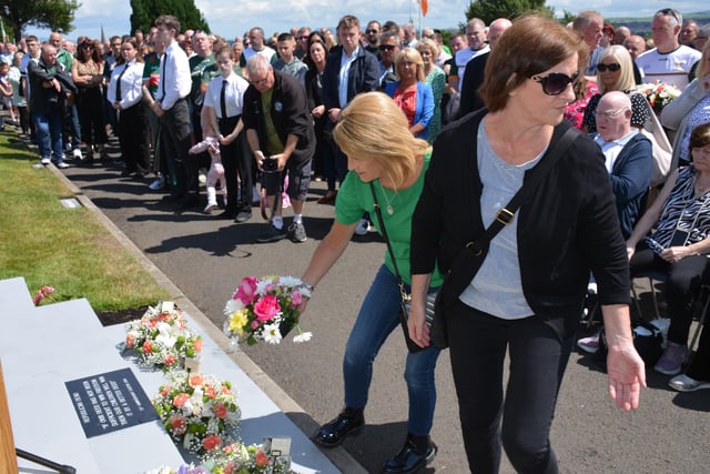 Wreaths are laid at the republican plot on Derry Volunteers Sunday.