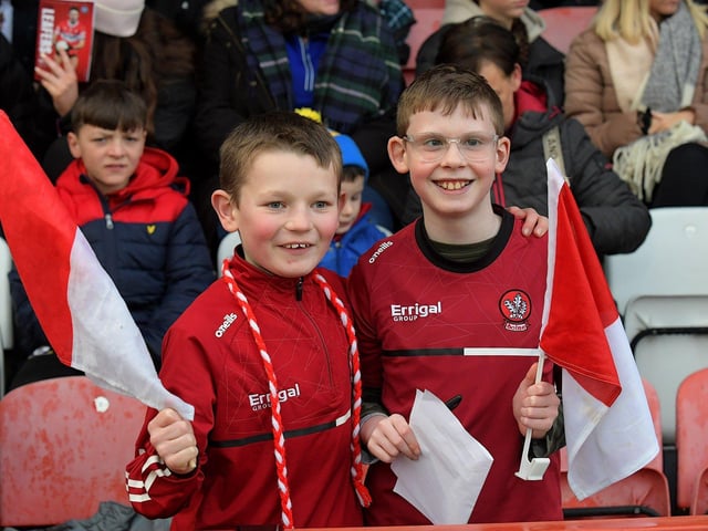 Fans in Celtic Park for the Derry v Monaghan game on Saturday. Photo: George Sweeney
