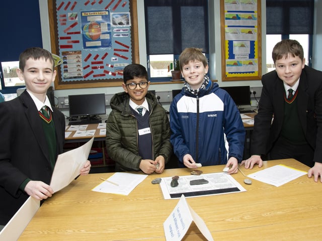 Fun in identifying rock samples for these prospective pupils at St. Joseph’s.
