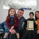 Shaniece  Robinson, winner of the Girl 1 National Title at 47 kilos, pictured with her dad Shaun, mum Danielle and sister Ciarsha . Photo: George Sweeney