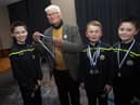 A couple of the young Sion Swifts players pictured with John ‘Jobby’ Crossan at Friday night’s D&D Youth Awards.