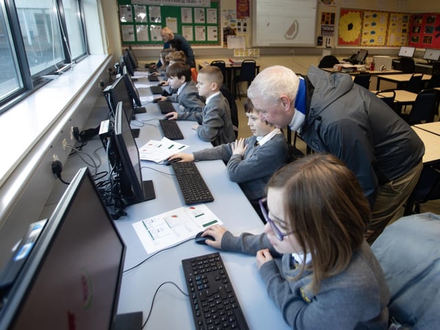 Pupils from Model PS working on an IT project during the Oakrove Integrated College's 'Active Learning Day' on Monday last.