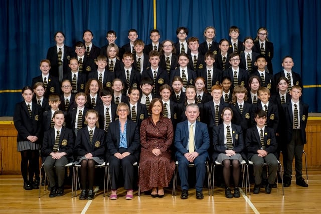 Students who achieved Year 9 Gold Merit Awards with: Mrs Suzanne Deery (Head of Key Stage 3), Dr Michael Gormley (Senior Teacher) and Ms Lorraine Griffin (SMT).