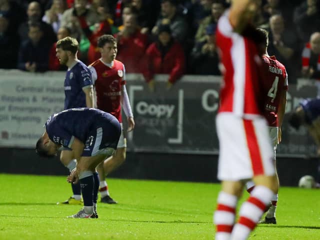 Danny Mullen at the final whistle in Rochmond Park last week. (Photo: Kevin Moore/MCIphoto)