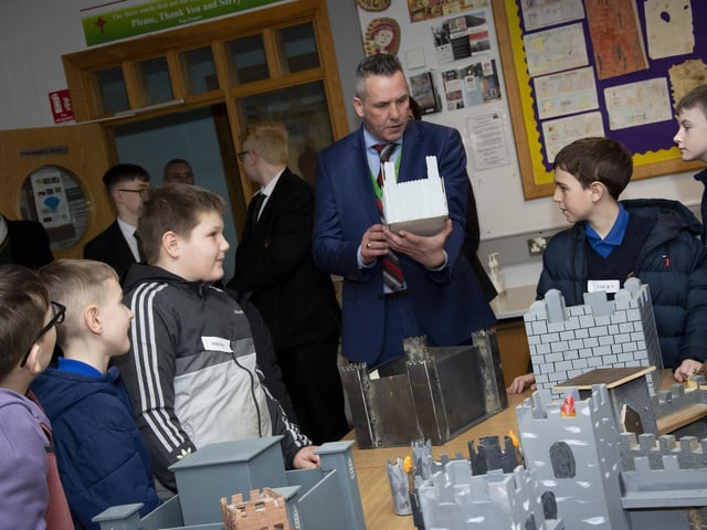 Mr. Peter Smith, Head of History, St. Joseph’s Boys' School chatting to some of the prospective pupils during Open Day on Friday.