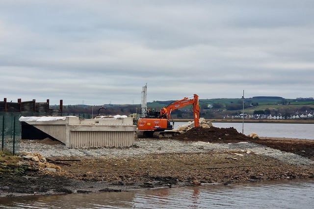 Works are steadily progressing on the new Derry bridge, which is due to be completed by Spring this year. The riverside path connecting the Bay Road Nature Reserve to the new bridge has kerbs and gravel laid and lampposts almost fully installed. The base for the bridge to sit on the Bay Road side seems to be fully complete with concrete being pored on the other side's base.