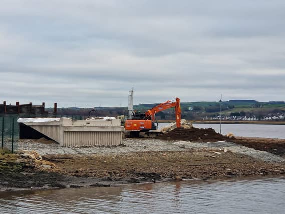 Works are steadily progressing on the new Derry bridge, which is due to be completed by Spring this year. The riverside path connecting the Bay Road Nature Reserve to the new bridge has kerbs and gravel laid and lampposts almost fully installed. The base for the bridge to sit on the Bay Road side seems to be fully complete with concrete being pored on the other side's base.