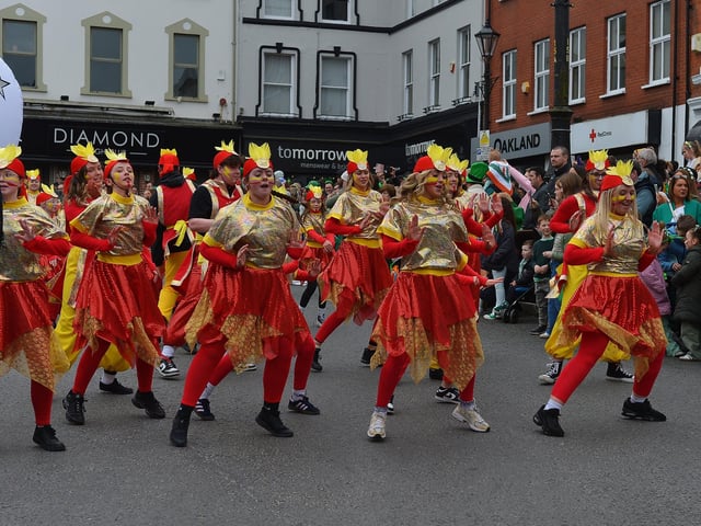 Participants in Derry’s St Patrick’s Day parade on Monday afternoon. Photo: George Sweeney.