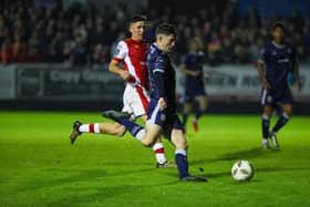 Colm Whelan attempts a shot on goal in the second half at Richmond Park. Photo by Kevin Moore.