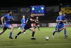Ardmore's Oran Armstrong heads for goal during Wednesday's fonaCAB Craig Stanfield Junior Cup semi-final against Raceview at the Coleraine Showgrounds. (Photo: IFA)