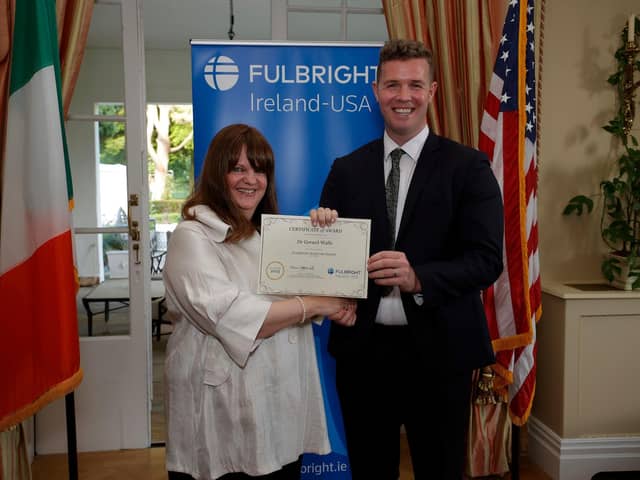Dr Gerard Walls was presented with with the award at a ceremony in the U.S. Ambassador’s Residence. .Fulbright Ireland-USA Picture Conor McCabe Photography.