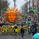 The Derry St Patrick’s Day parade makes its way towards the city centre. Photo: George Sweeney.