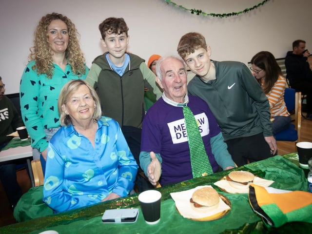 Mellow DEEDS choir member Sean Gallagher pictured with his wife Anne, daughter Joanne and grandsons Jude and Alex during the St. Patrick's Day concert.
