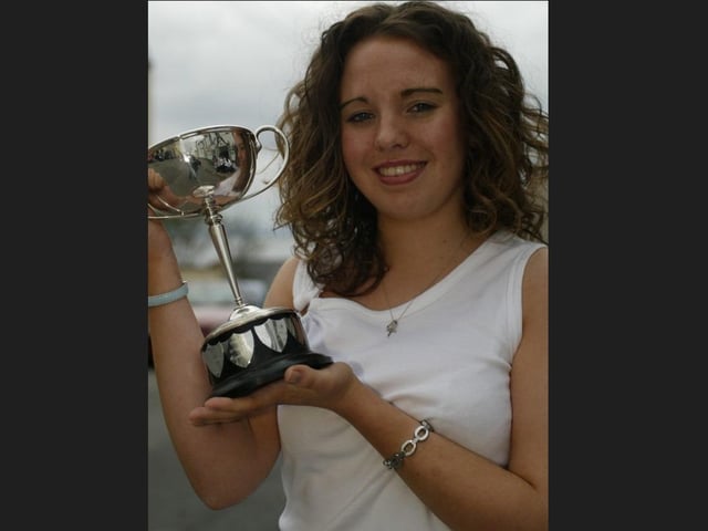 Grainne McAnaney of the McGinley School of Music winner of the girls solo 14 - 16 yrs at Moville Feis. (0405JB63)