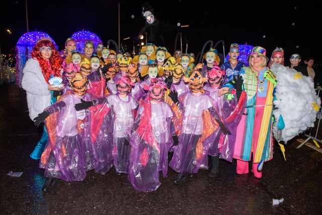 On the Ninth Wave, the  parade in Derry which brought the annual Derry City and Strabane District Council Halloween Awakening of the Walled City to a dramatic conclusion followed by a fireworks display over the River Foyle. Picture Martin McKeown. 31.10.22