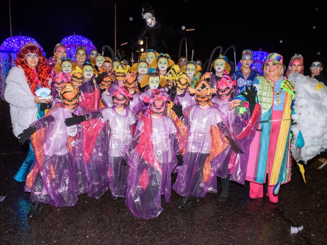 On the Ninth Wave, the parade in Derry which brought the annual Derry City and Strabane District Council Halloween Awakening of the Walled City to a dramatic conclusion followed by a fireworks display over the River Foyle. Picture Martin McKeown. 31.10.22