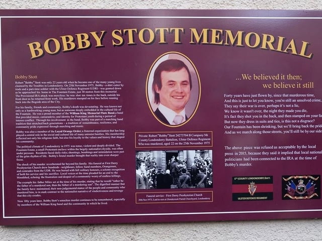 The new Bobby Stott Memorial in the Fountain.
