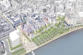 Computer Generated Imagery (CGI) showing how the City Deal Central Riverfront project might look.