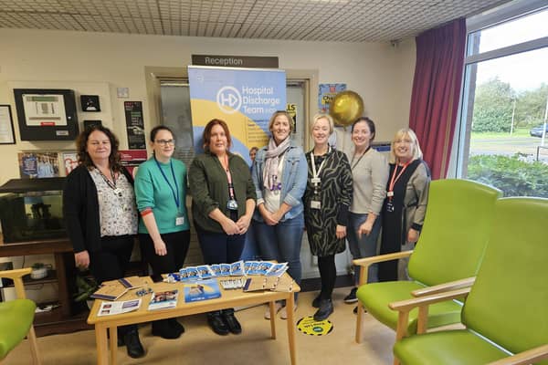 Members of the Western Trust Hospital Discharge Team recently hosted a series of public engagements across its hospital sites. The events were to give relatives the opportunity to ask questions around the safe and timely discharge of their loved ones in hospital. Pictured are members of the Hospital Discharge Team at Waterside Hospital, who were on hand to answer any queries relatives may have.