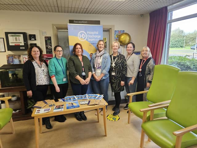 Members of the Western Trust Hospital Discharge Team recently hosted a series of public engagements across its hospital sites. The events were to give relatives the opportunity to ask questions around the safe and timely discharge of their loved ones in hospital. Pictured are members of the Hospital Discharge Team at Waterside Hospital, who were on hand to answer any queries relatives may have.