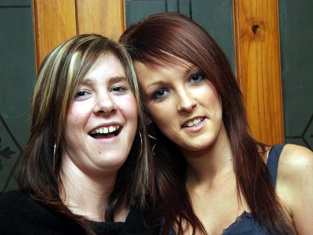 Cealach and best frend Maolisa smile for the camera on her 18th birthday.0009JML : Parties and nights out in Derry and Donegal in February 2006.