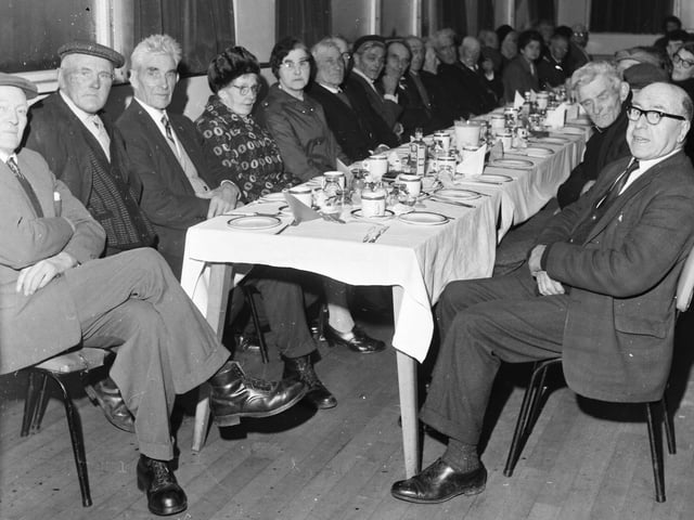 Senior citizens at a Christmas party in Malin