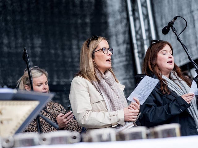 Participants at the Derry Diocese Fan The Flame annual Mass 2025 in Celtic Park.
