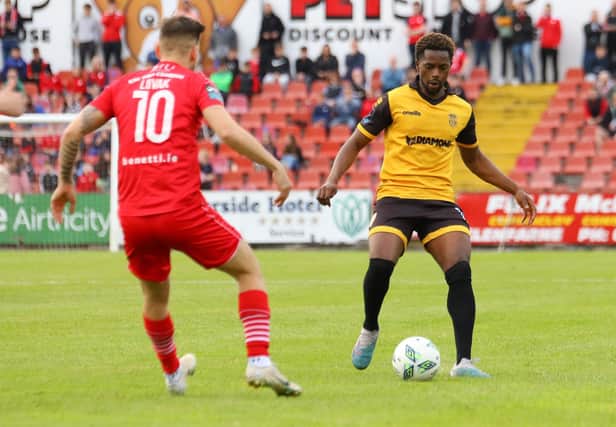 Derry City midfielder Sadou Diallo is suspended for the visit of Shelbourne. Photo by Kevin Moore.