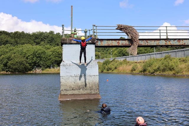 Daniel takes a leap of faith at Creggan Country Park.