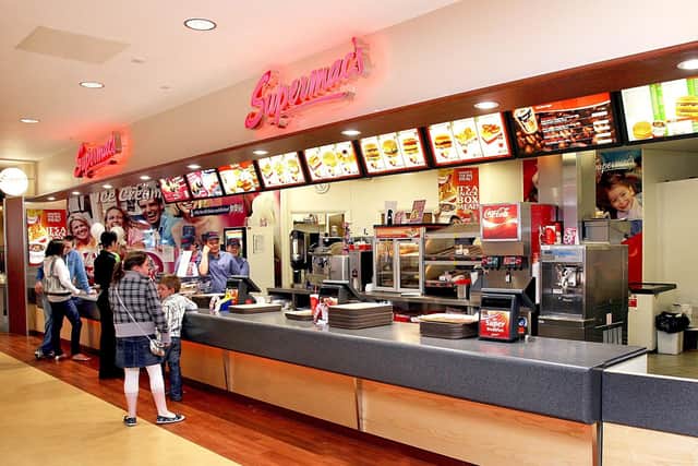Supermac at the restaurant area in The Foyleside Shopping Centre. LS19-533MT. : Supermacs in Derry's Foyleside Food Court has closed.