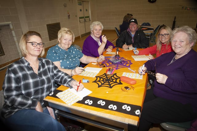 Creggan bingo enthusiasts pictured at the OLT/CNP Community Bingo at Bishop’s Field on Wednesday night. From left, Sharon Seal, Ann Devlin, Bridie Boyle, Marguerite McDaid, Debbie Quigley and Sharon Boast.